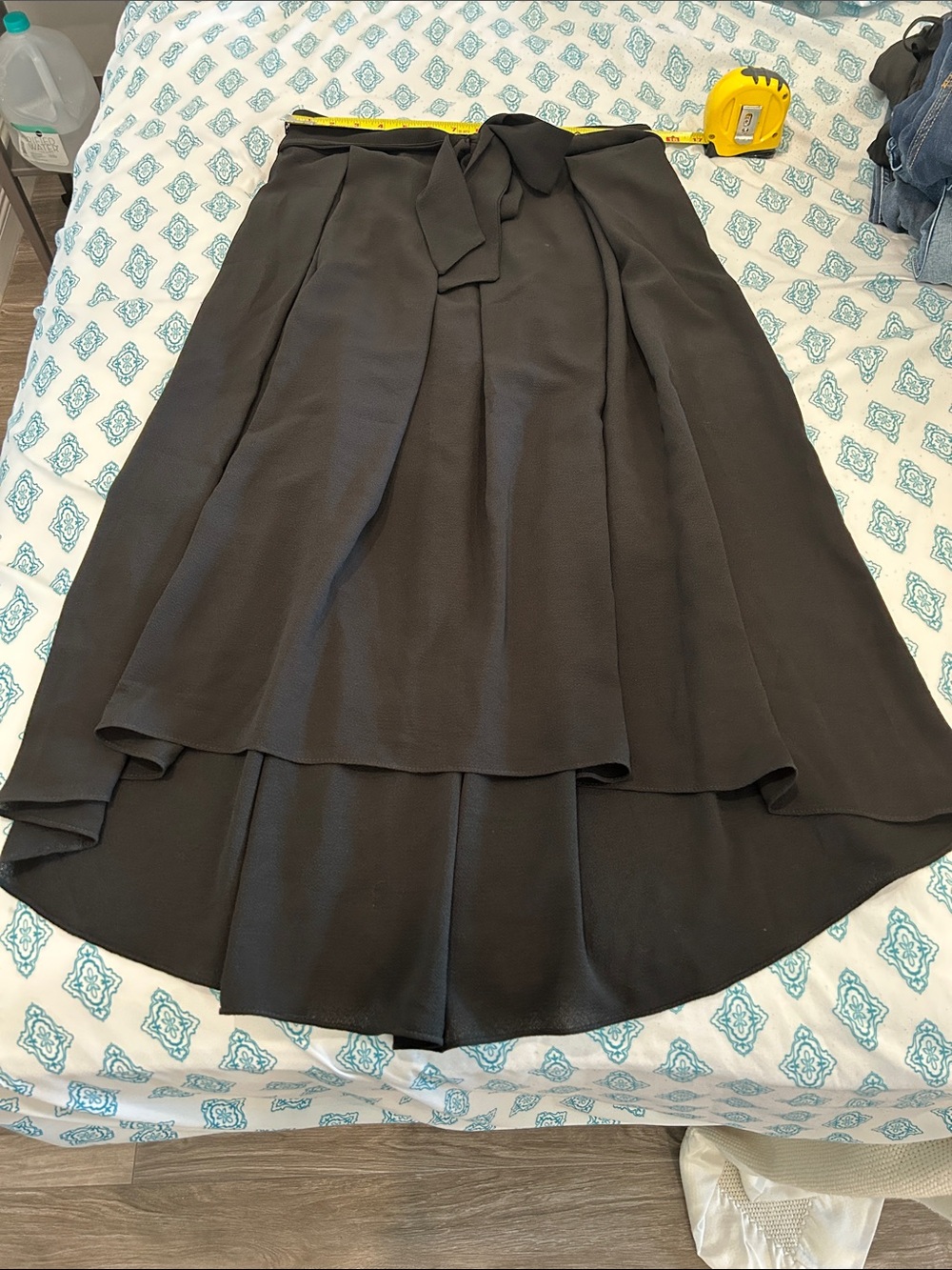 Max Studio Black Midi Hi-low Skirt with Tie Waist